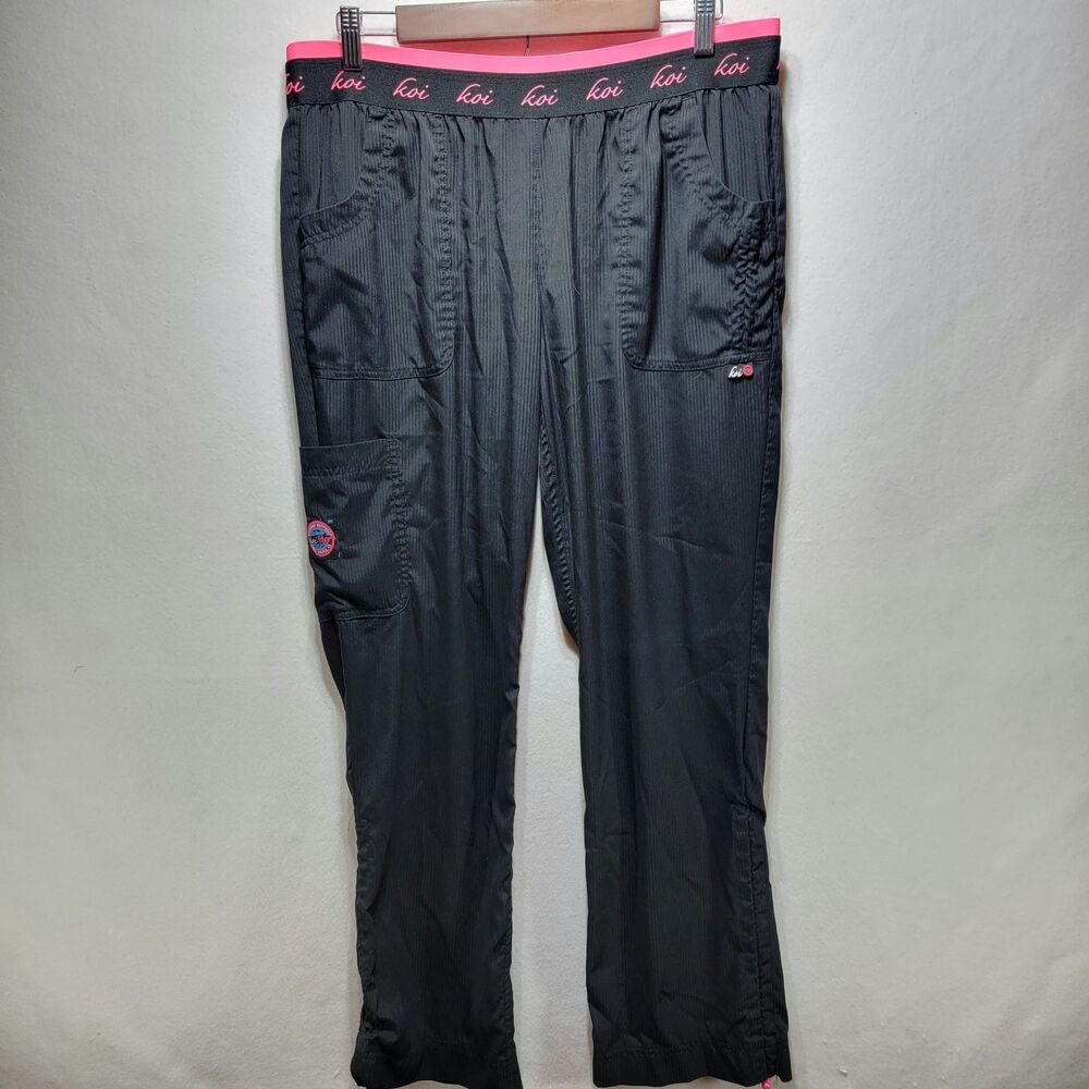 Koi Lite Black Large Fit Mechanical Stretch Scrub Pants Medical